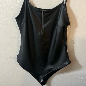 Faux leather bodysuit